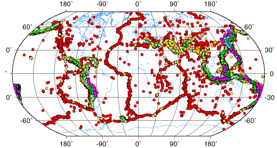 World Seismicity, m > 5, 1965-95