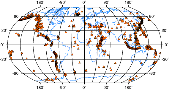 World volcano distribution